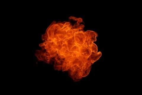 Fire flames on black background. Stock Photos