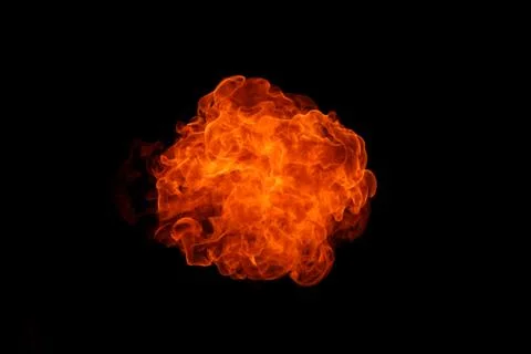 Fire flames on black background. Stock Photos