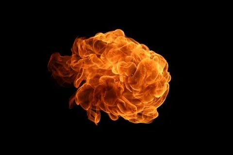 Fire flames on black background. Stock Photos