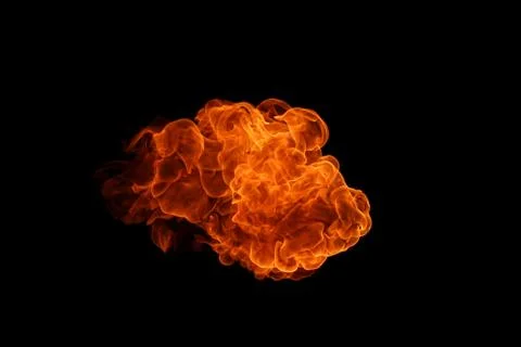Fire flames on black background. Stock Photos