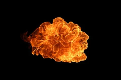 Fire flames on black background. Stock Photos