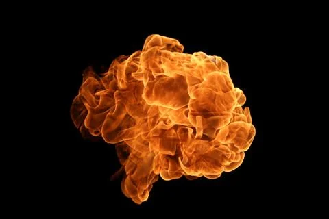 Fire flames on black background. Stock Photos