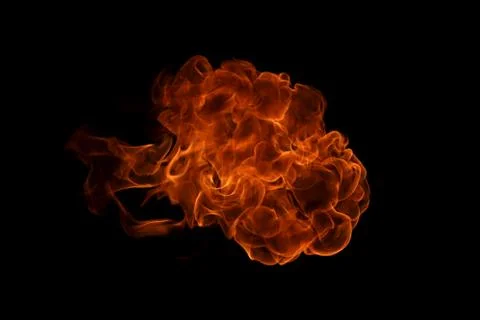 Fire flames on black background. Stock Photos