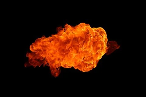 Fire flames on black background. Stock Photos