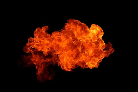Fire flames on black background. Stock Photos
