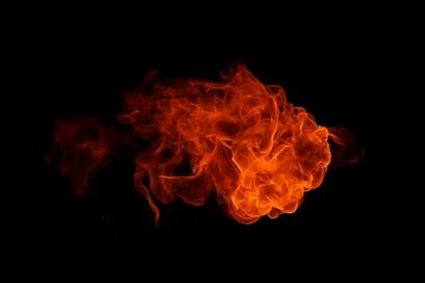 Fire flames on black background. Stock Photos