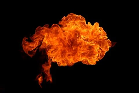 Fire flames on black background. Stock Photos