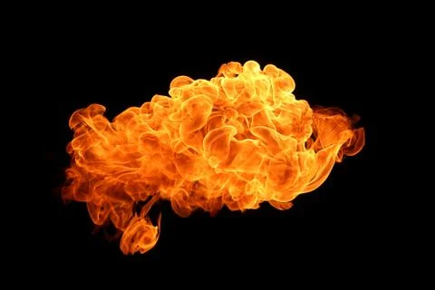 Fire flames on black background. Stock Photos
