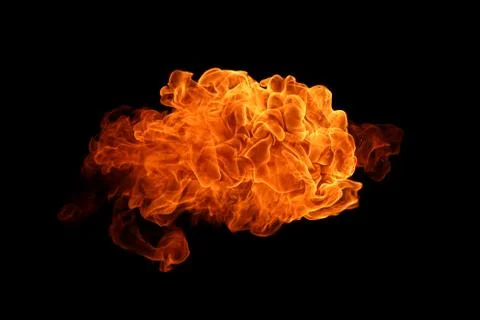 Fire flames on black background. Stock Photos