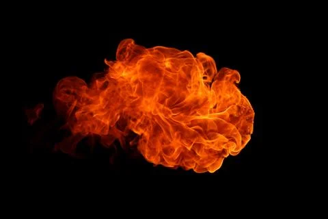 Fire flames on black background. Stock Photos