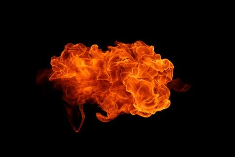 Fire flames on black background. Stock Photos