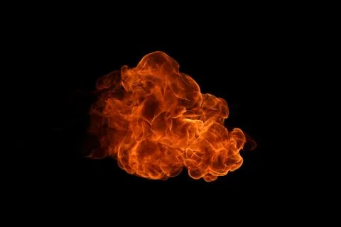 Fire flames on black background. Stock Photos