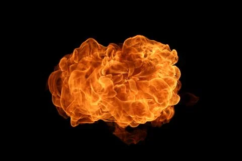 Fire flames on black background. Stock Photos