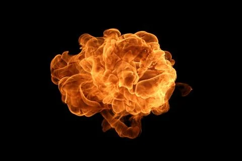 Fire flames on black background. Stock Photos