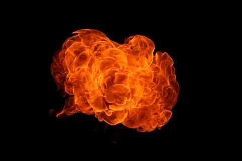 Fire flames on black background. Stock Photos