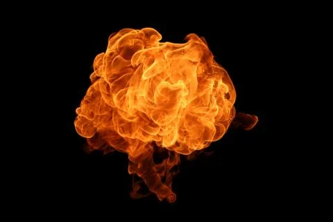 Fire flames on black background. Stock Photos