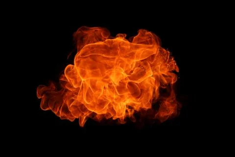 Fire flames on black background. Stock Photos