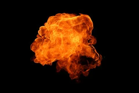 Fire flames on black background. Stock Photos
