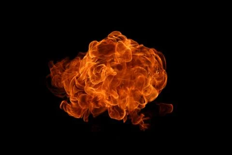 Fire flames on black background. Stock Photos