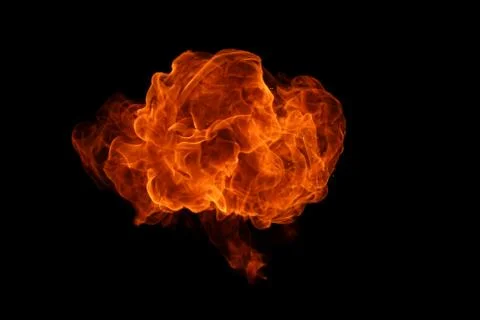 Fire flames on black background. Stock Photos