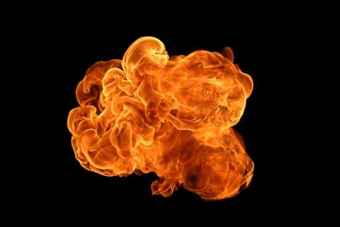 Fire flames on black background. Stock Photos