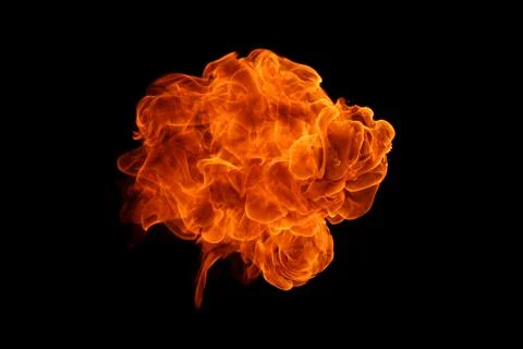 Fire flames on black background. Stock Photos