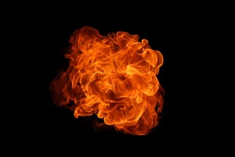 Fire flames on black background. Stock Photos