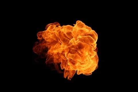 Fire flames on black background. Stock Photos