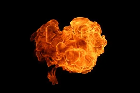 Fire flames on black background. Stock Photos