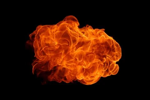 Fire flames on black background. Stock Photos
