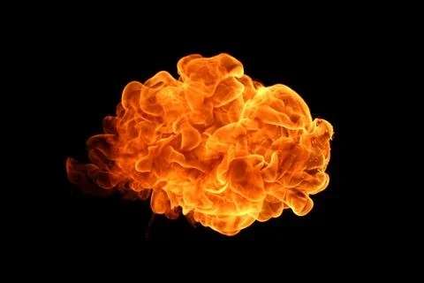 Fire flames on black background. Stock Photos