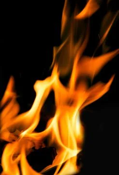 Fire flames on a black background Stock Photos