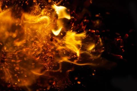 Fire flames on a black background Stock Photos