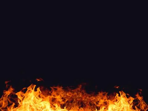 Fire flames on the black background Stock Photos