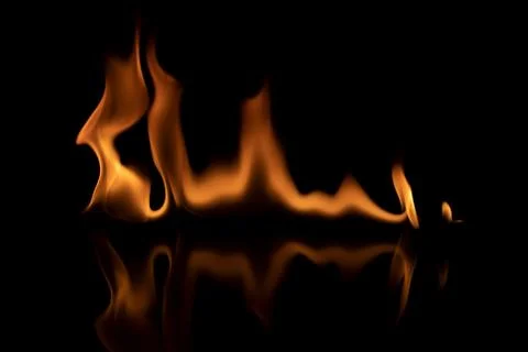 Fire flames on black background. Foto stock