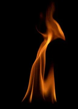 Fire flames on black background. Stock Photos