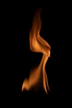 Fire flames on black background. Stock Photos