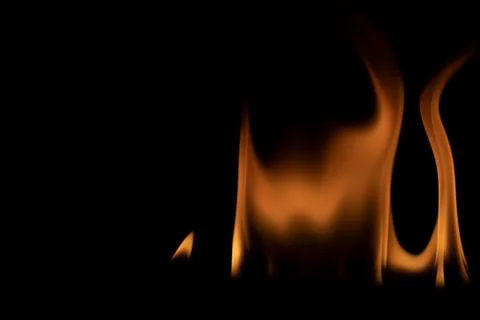 Fire flames on black background. Stock Photos