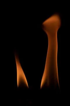 Fire flames on black background. Stock Photos