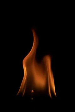 Fire flames on black background. Stock Photos