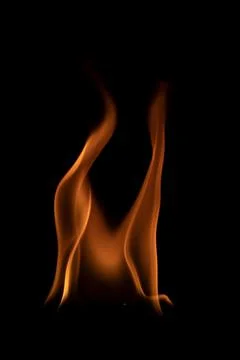 Fire flames on black background. Stock Photos