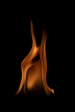 Fire flames on black background. Stock Photos
