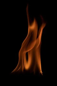 Fire flames on black background. Stock Photos