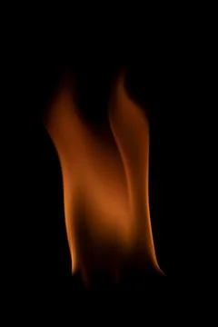 Fire flames on black background. Stock Photos