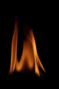 Fire flames on black background. Stock Photos