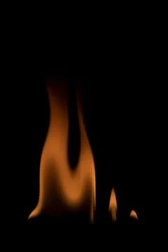 Fire flames on black background. Stock Photos
