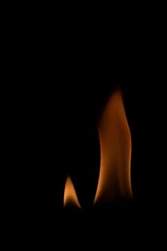 Fire flames on black background. Stock Photos
