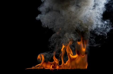 Fire flames on black background Stock Photos