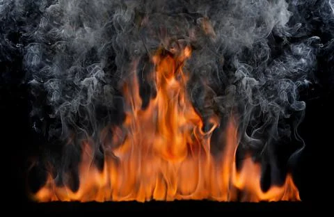 Fire flames on black background Stock Photos