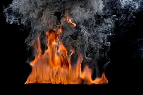 Fire flames on black background Foto stock